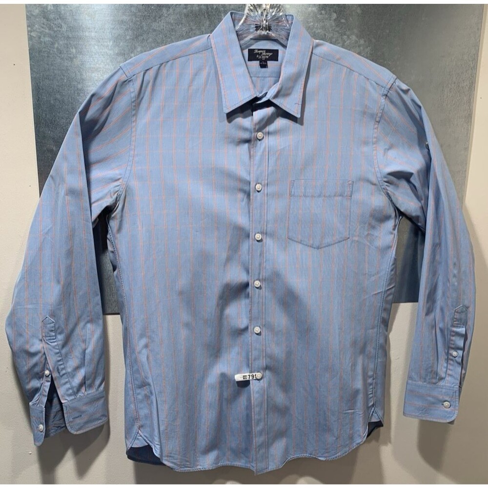 J .Crew Thompson Shirtings Large 16-16 1/2 Blue/Orange Long Sleeve 80’s 2 Ply